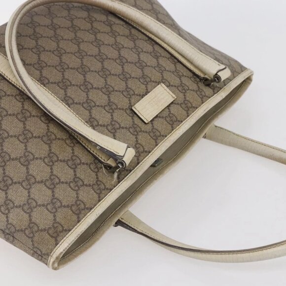 GUCCI GG Supreme Tote Bag PVC Beige Silver 114595 Auth 142526 - Picture 7 of 15